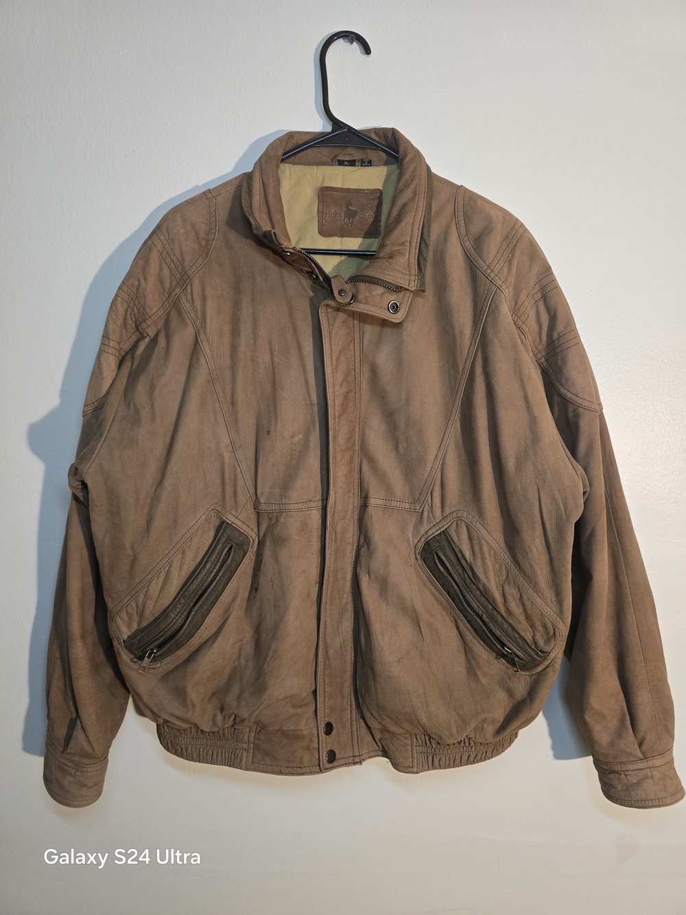 Vintage Hunt Club Brown Genuine Leather Flight Bomber Jacket XL